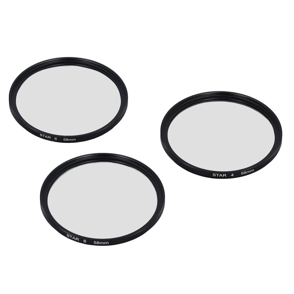3PCS 58mm Star Filter Optical Glass 4 6 8 Points Slim Starburst Special Effects Filter for Micro