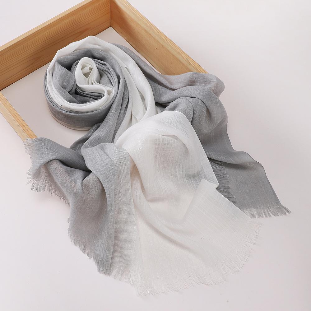 New two-color spliced bamboo cotton scarf, women's bag head color yarn scarf