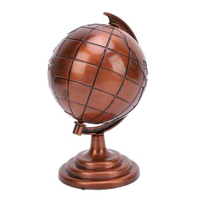 Modello di globo in lega, ornamento decorativo in metallo rosso vino per ufficio e studio