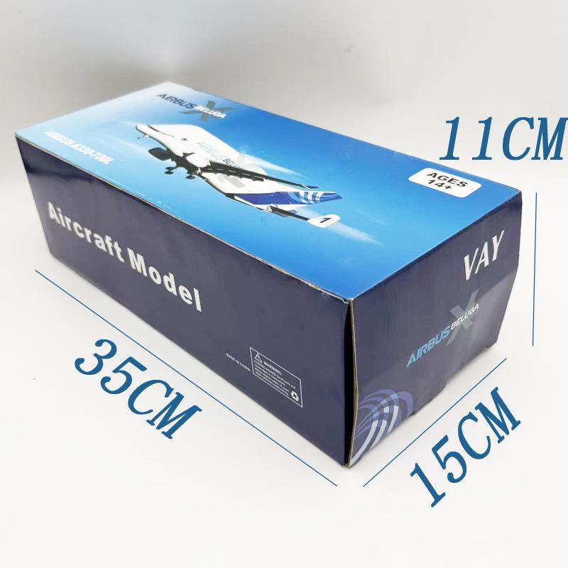 1 Набір 30см 1:Модель літака A330 Beluga Airways, лита смола, масштаб 1:80, металева модель, реактивний літак, відкритий вантажний відсік, з підставкою для демонстрації