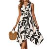 Modisches Damenkleid mit Blattdruck, verdreht und unregelmäßig, für Frühling und Sommer