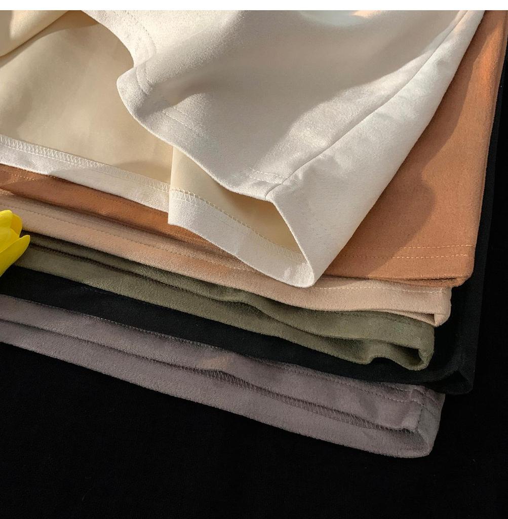 Men's Oversized Brown Suede Retro Round Neck Short-Sleeve T-Shirt