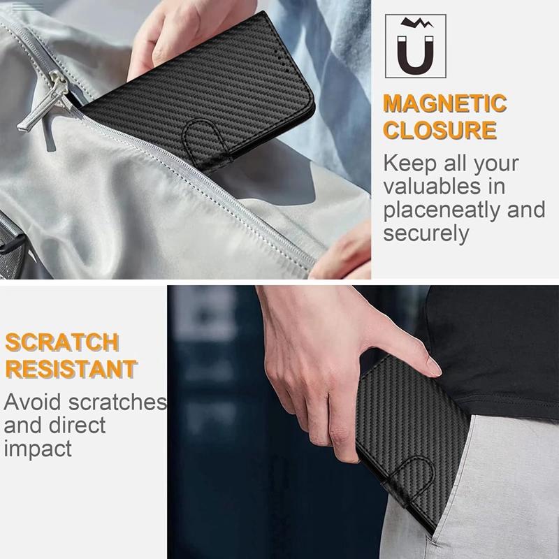 Wallet Flip Carbon Fiber Case For Samsung Galaxy S10 S9 S8 S10E Note10 Plus Note20 Ultra Note9 Note8 S7 Edge Magnetic Cover Etui