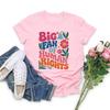 Big Fan of Human Rights Floral T-Shirt Social Justice Tshirt Support Immigrant Tee Cute Equality Pro Democracy Shirt Casual Tops