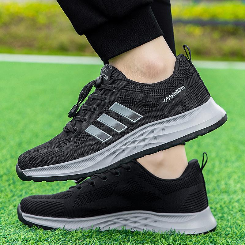 

Популярная осенняя новинка - летающая плетеная обувь для пожилых людей, мужская и женская обувь для мам, повседневная обувь из нескользящей дышащей сетки для пар 35 чёрный