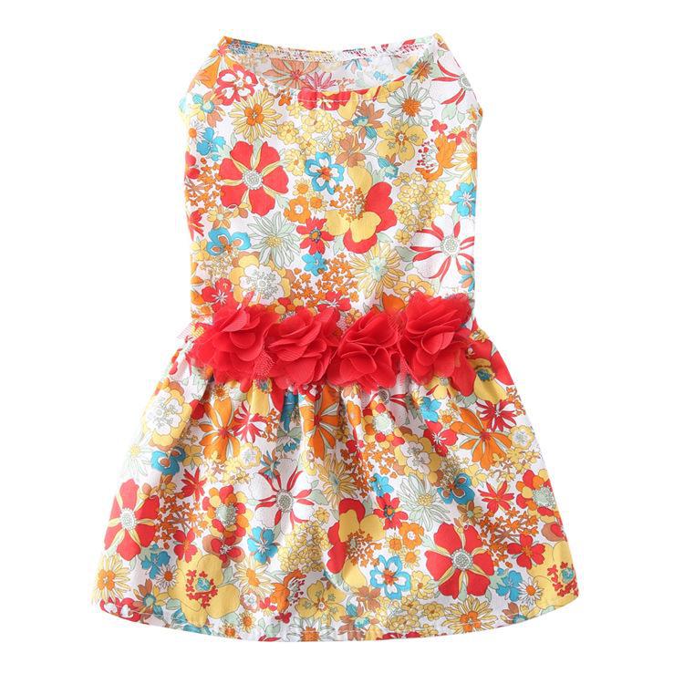 Summer Floral Mesh Dog Dress - Sunflower Skirt for Pets