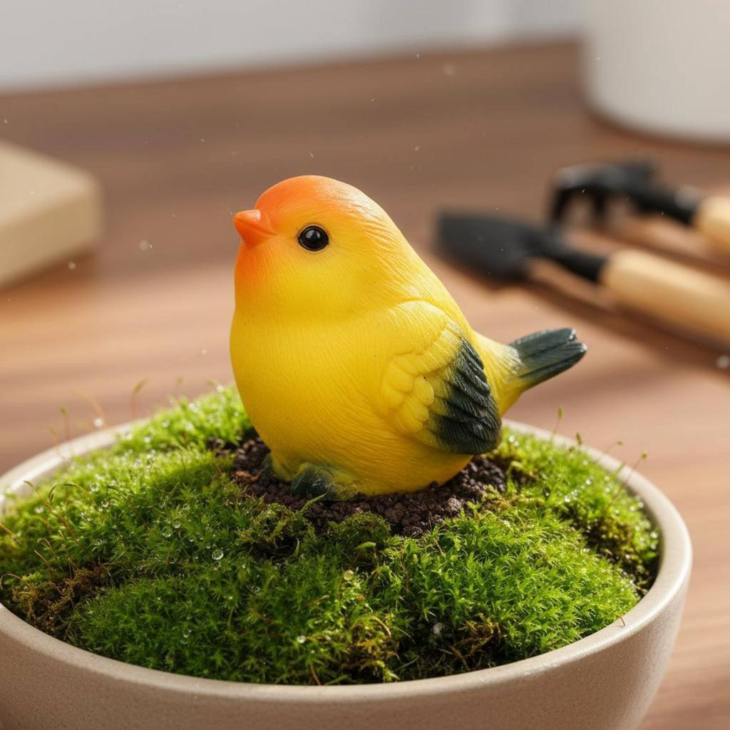 Harz-Vogelfigur Realistisches Design Kleine Finkenstatue Mini-Harzvogel Handbemalte Miniatur-Landschaftsdekoration für Heimwerker