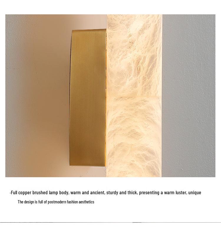 New Chinese Retro All-Copper Marble Wall Lamp - Luxury Bedside Lighting