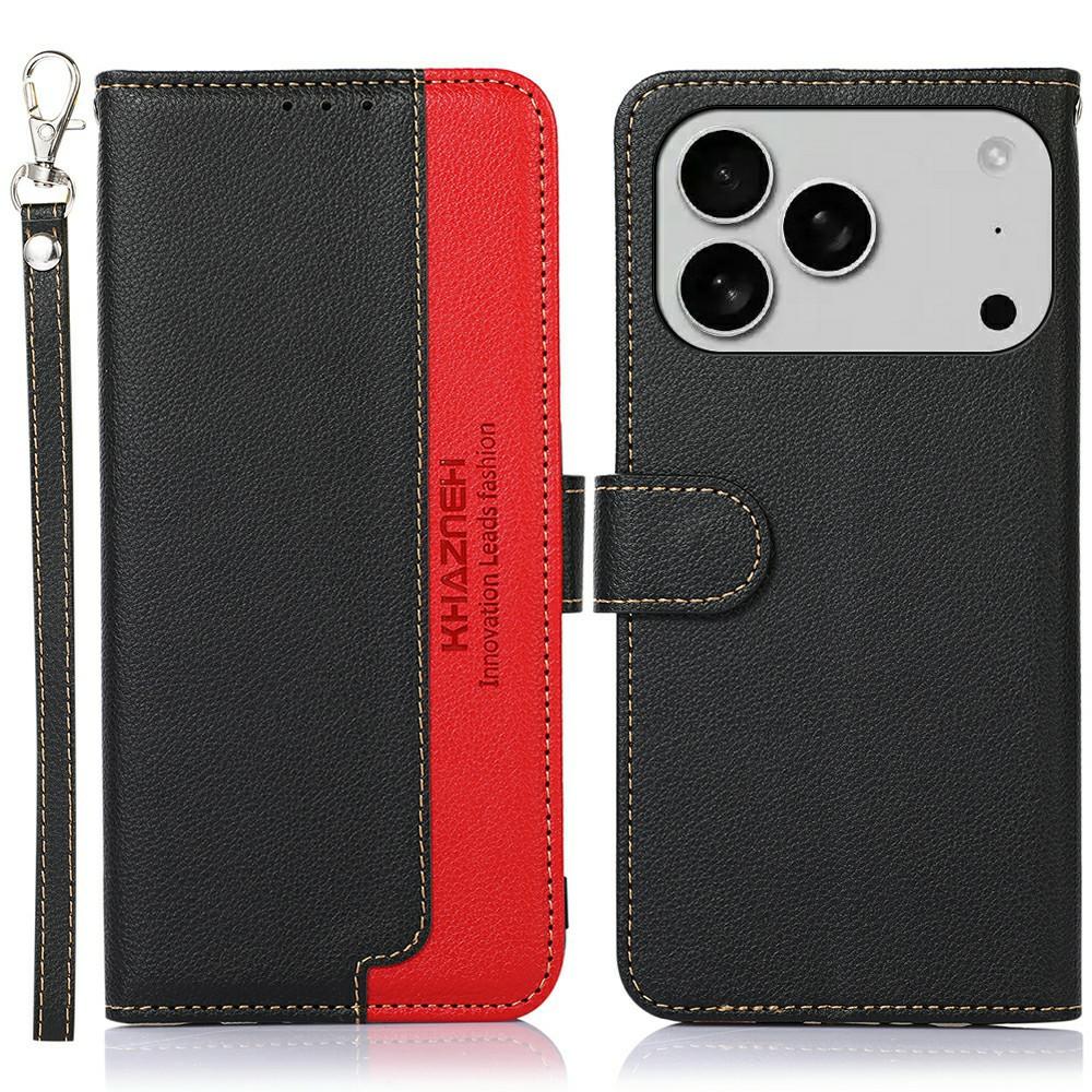 KHAZNEH For iPhone 17 Pro Case RFID Blocking Wallet PU Leather Phone Cover
