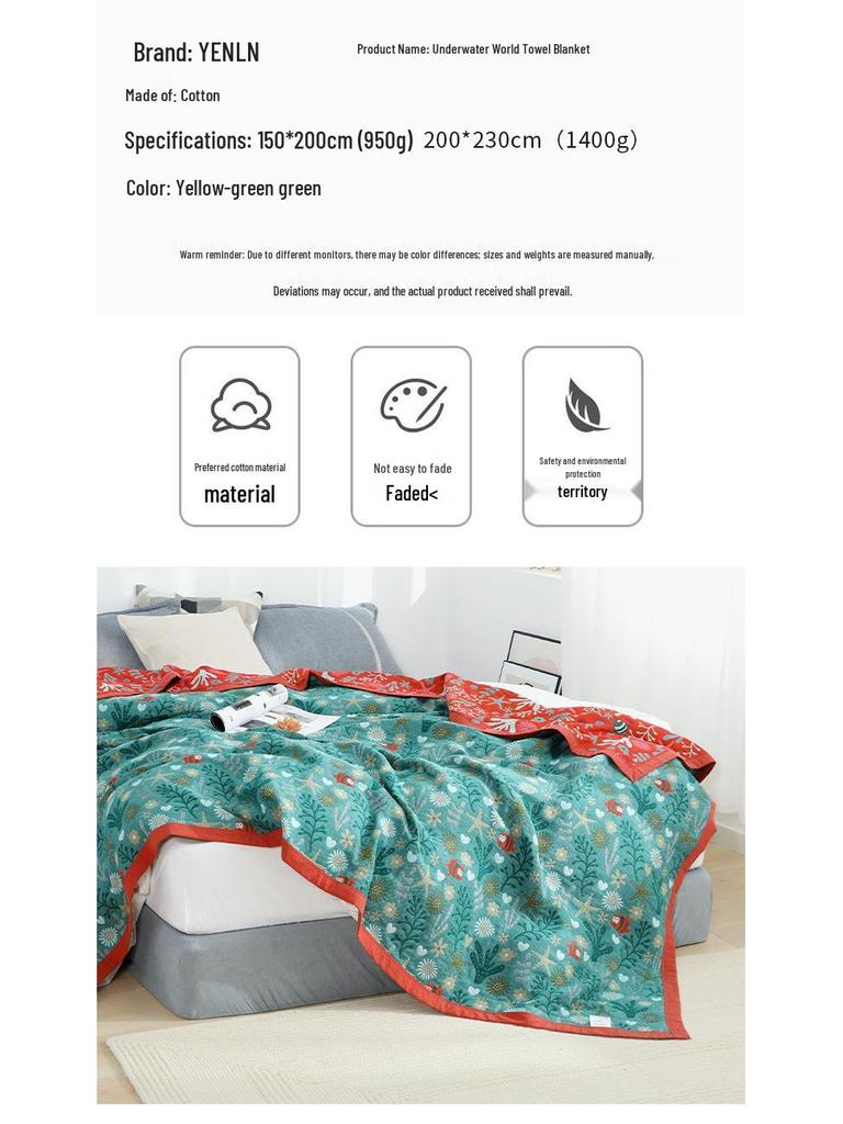 Fünflagige karierte Mull-Decke aus reiner Baumwolle - Verdickt für alle Jahreszeiten