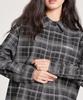 Leondeondada Lettering Embroidered Vintage Loose-Fit Check Shirt, Black