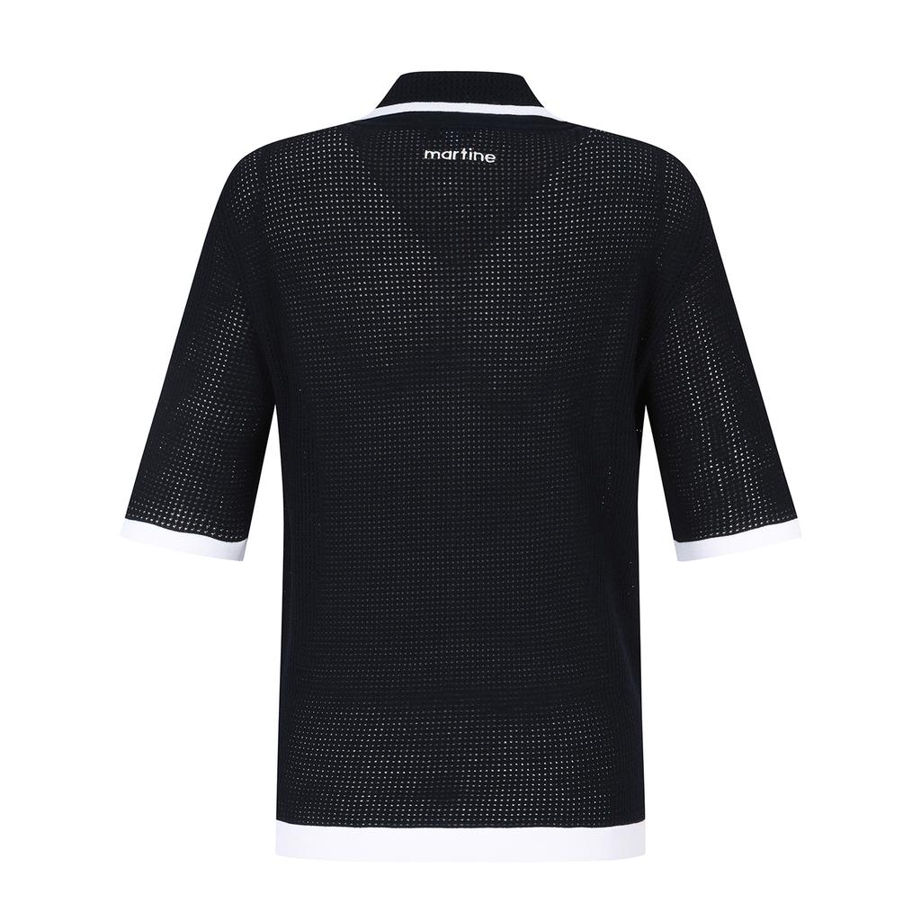MARTINE GOLF Mesh Pullover Knit_Navy