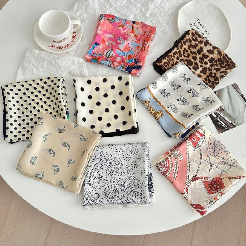 Polka Dot Silk Scarf Square Scarf High-end New Versatile Decorative Scarf Scarf Scarf Neck Cashew Flower Scarf Shawl Can Be Used As a Tube Top
