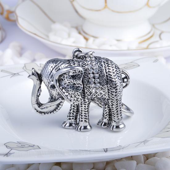 Keychain Pendant 3D Cartoon Elephant Design Sparkling Rhinestones Inlaid Key Chain with Lobster Clasp Key Ring Bags Accessories