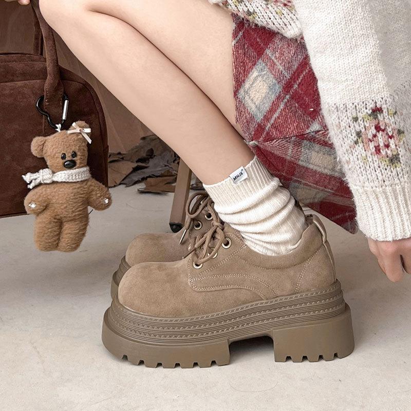 Rundkopf Britische Plattform Mode kleine Lederschuhe Damen Herbst neu Retro Höhe erhöhen kleine vielseitige einzelne Schuhe