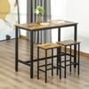 120x60cm Bar Table Set, Breakfast Table with 2 Stools, 3-Piece Counter Height Dining Table & Chairs for Kitchen, Living Room, Rustic Brown