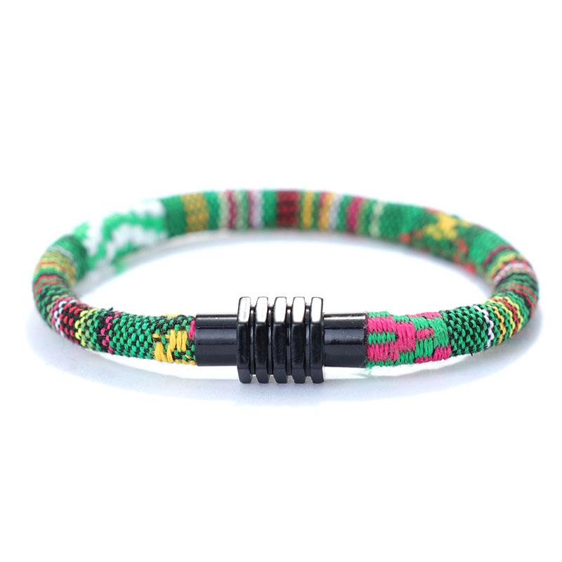 Boho Ethnic Handmade Fabric Bracelet 6mm Width Men Women Tibet Magnetic Braclet For Lover Best Friend Matching Jewelry Homme