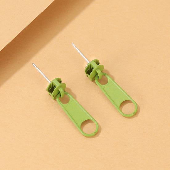 1 Pair Stud Earrings Zipper Shape Plated Jewelry Cartoon Candy Color Ear Studs for