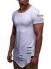T-shirt Uni Homme Unisexe Coupe Ample avec Ourlet Irrégulier et Détails Déchirés.