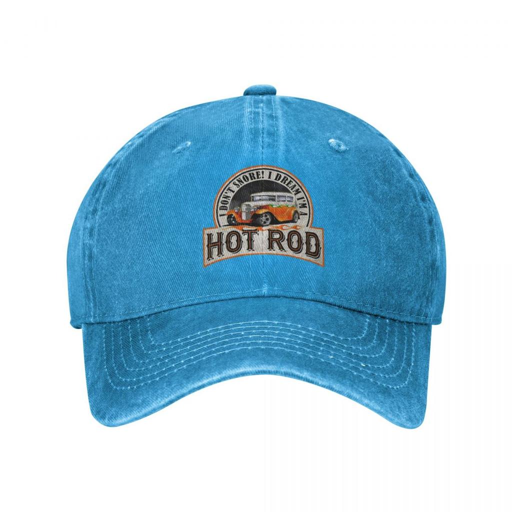 I Don't Snore I'M Dream I'M A Hot Rod Washed Denim Baseball Cap Trucker Hats Mode bequem