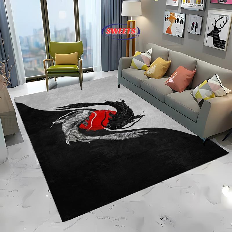 Alfombra Tai Chi Arte Secreto Chino Antiguo, Alfombrilla para Sala de Estar Dormitorio Sofá Cocina Felpudo Decoración, Alfombrilla Duradera Antideslizante para Suelo de Niños