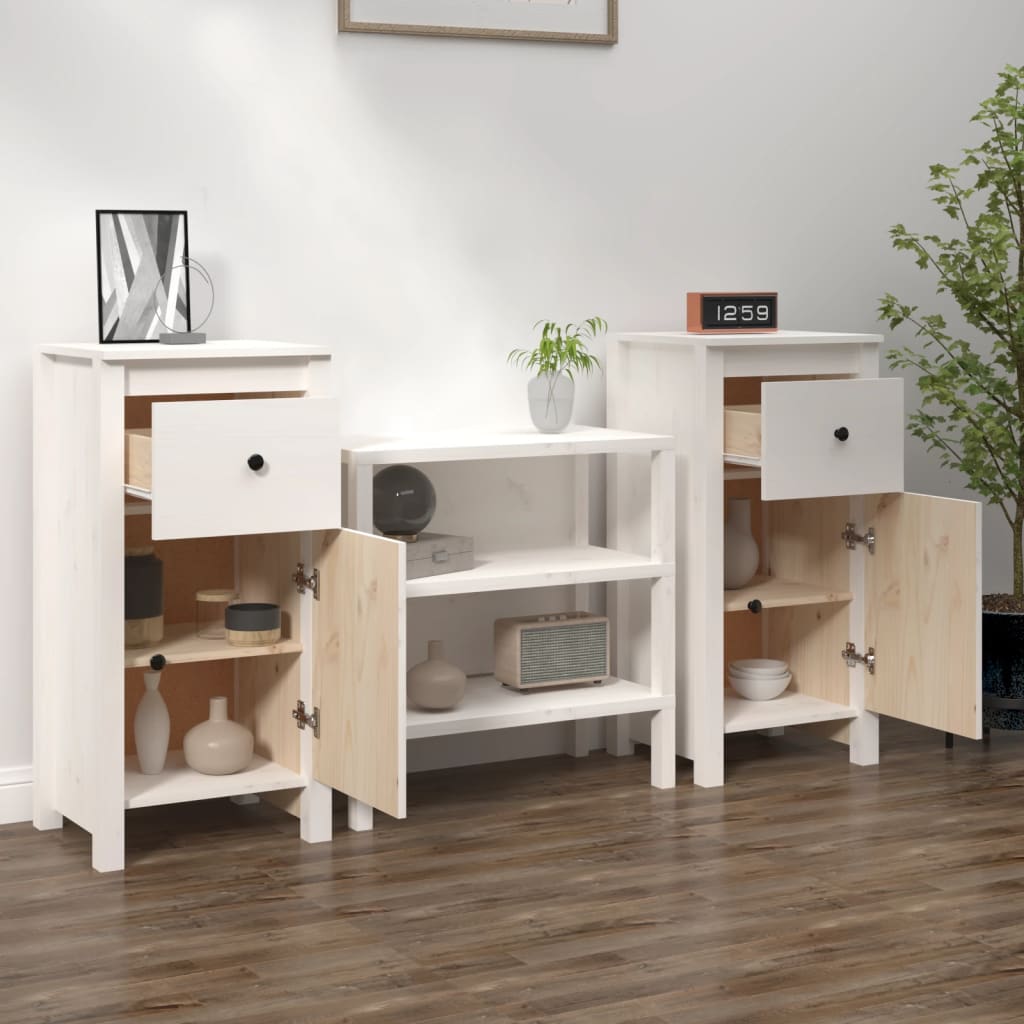 Sideboards 2 Pcs. White 40 X 35 X 80 Cm Solid Pine Wood