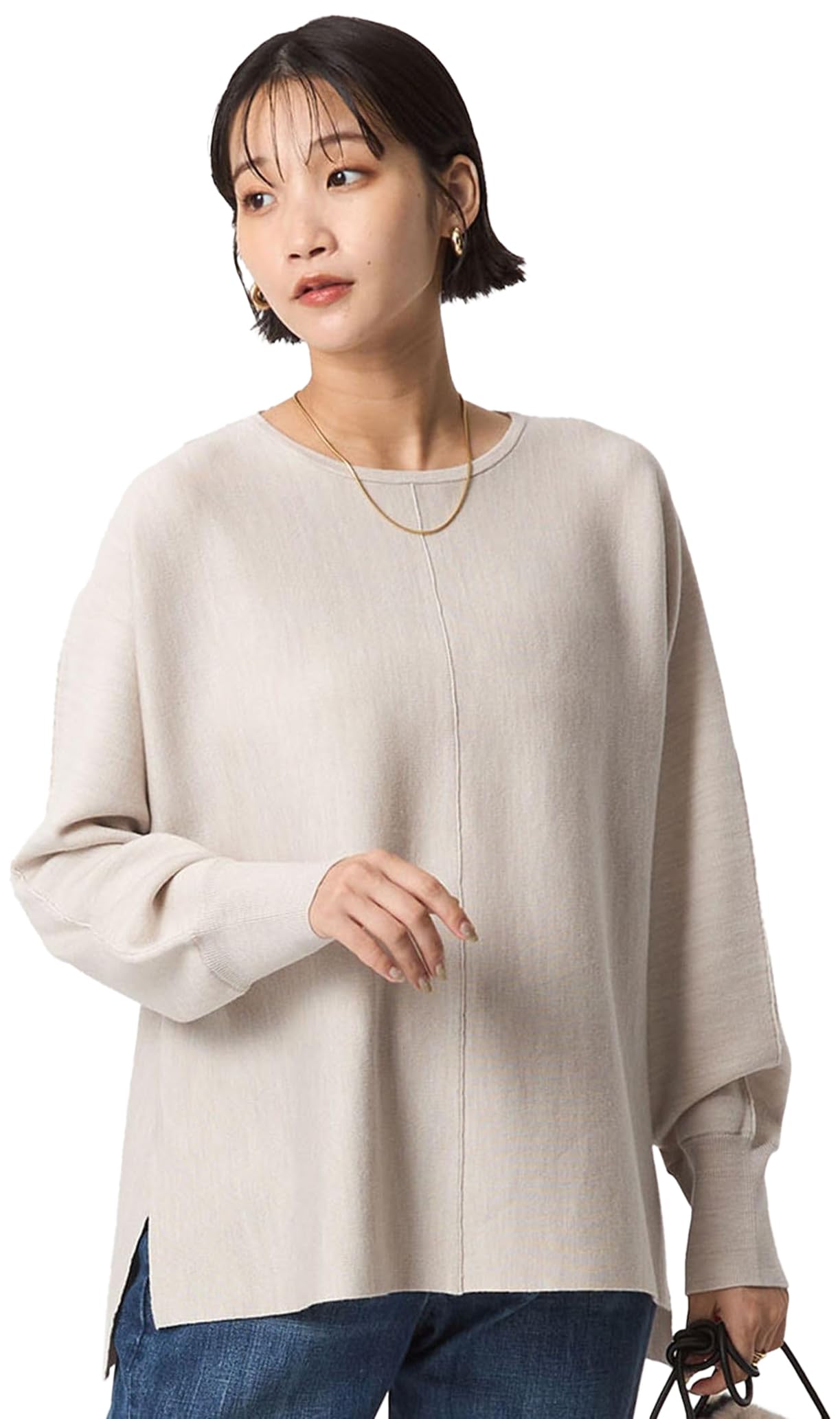 

United Arrows Green Label Relaxing Wool Smooth Wide Knit Pullover, Washable, 35131000002, 2300 Beige (23), Free Size