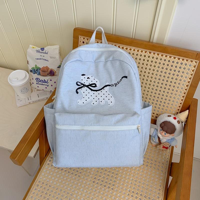 Schoolbag Japanese puppy embroidered backpack fresh multi-color college style student schoolbag lightweight large-capacity computer backpack