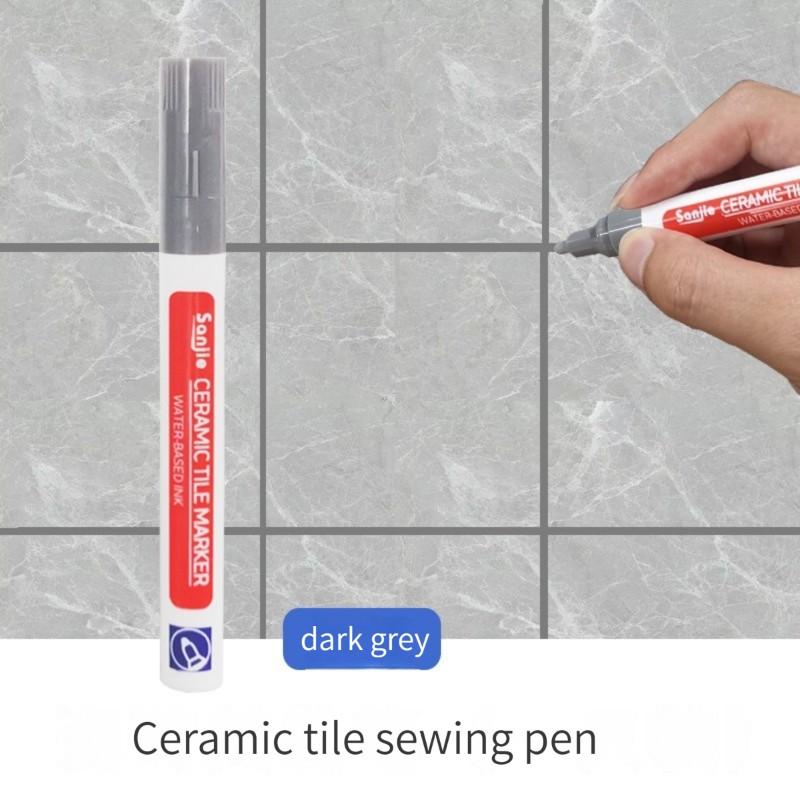 Ceramic Tile Pen Wall Grout Restorer Pen Repair Marker Grout Filler Pen for Restoring Tile Wall Floor Bathrooms Kitchen White
