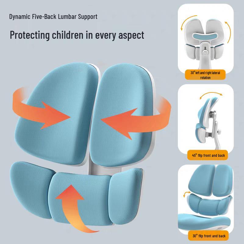 Adjustable Children's Writing Chair with Lumbar Support and Footrest for Proper Posture