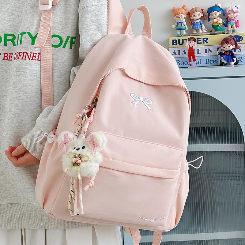 Schoolbag Japanese ins Solid Color Simple Backpack High Value Campus Lightweight Junior High School Student Versatile School Bag Backpack
