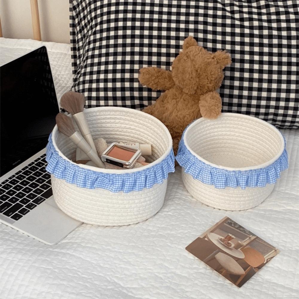 Lace Snacks Basket Cotton Rope Cosmetics Storage Bins Cute Sundries Storage Baskets  Bedroom