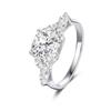 Sterling Silver Platinum-Gold Electroplated Ring with Inlaid Zircon - Fashionable Valentine's Day Gift Jewelry.