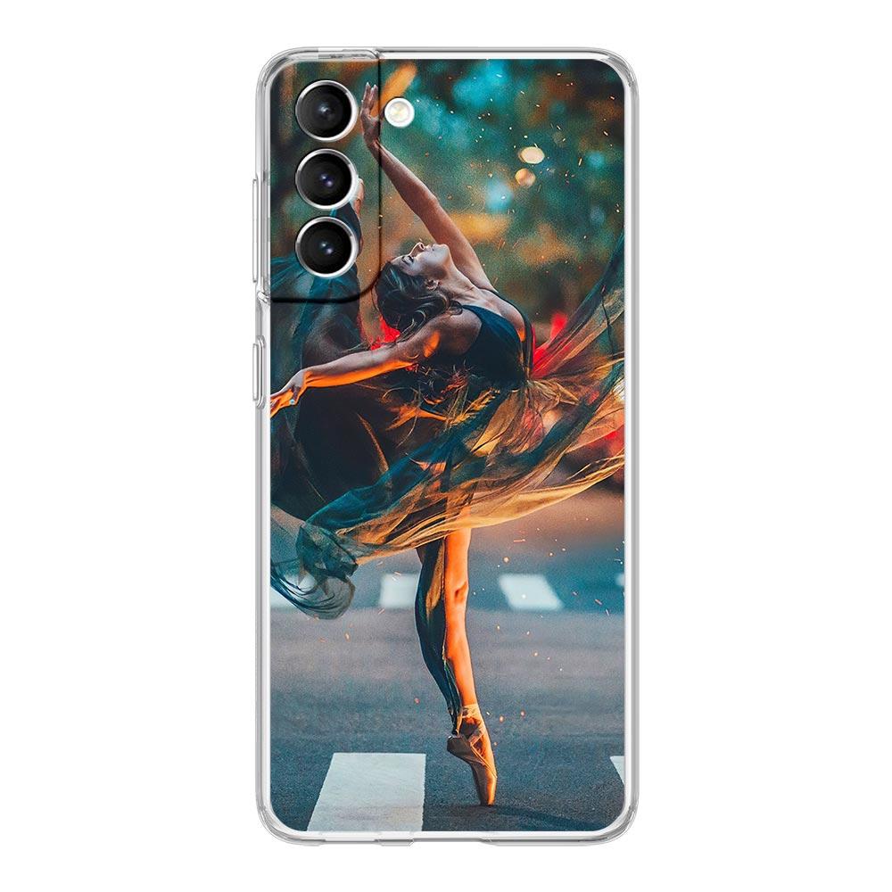 Simple Swan Dance Ballet Clear Phone Case For Samsung Galaxy S23 S22 5G S20 Ultra S21 FE 5G S10E S9 S8 S10 Plus Soft Back Cover