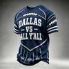 Men's Casual Neck Short Sleeve T-Shirt with Rugby Print, Lightweight Breathable for Everyday Wear