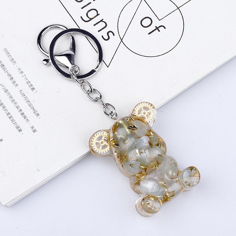 Crystal Resin Bear Keychain - Creative Hugging Bear Design for Car Keys