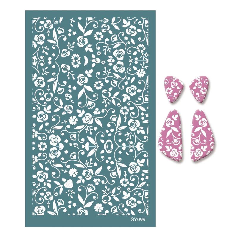 Polymer Clay Tools Silk Screen Stencils Plant Flower Leaf Printing Clay Mesh Stencil Jewelry Earrings Making Decoration Template
