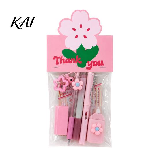 Macaron Color Stationery Flower Set, Correction Tape And Smooth Gel Pens Writing Pens, Portable Homework Essentials for Students Lightweight
