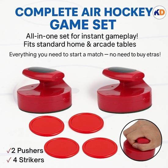 KNK Air Hockey Pucks and Striker Set (2 Strikers & 2 Pucks) | Premium Imported Quality | Durable Plastic | Pusher Size: 96x60mm, Puck Size: 64x4mm
