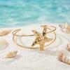 Starfish Hammered Upper Arm Cuff for Women Adjustable Gold Color Metal Open Bangle Boho Beach Body Jewelry Accessories