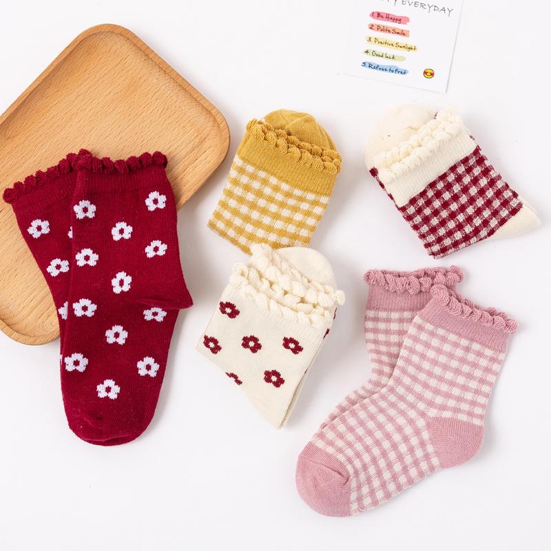 5 Paare/Lot Socken Mädchen Reine Baumwolle Frühling und Herbst Kinder Mid Cap Mädchen Baby Prinzessin Damen Socken 2-6 Jahre