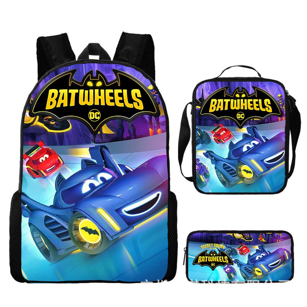 Batwheels School Backpack Set for Kids, 3-Piece Cartoon Bookbag, Shoulder Bag, Pencil Case