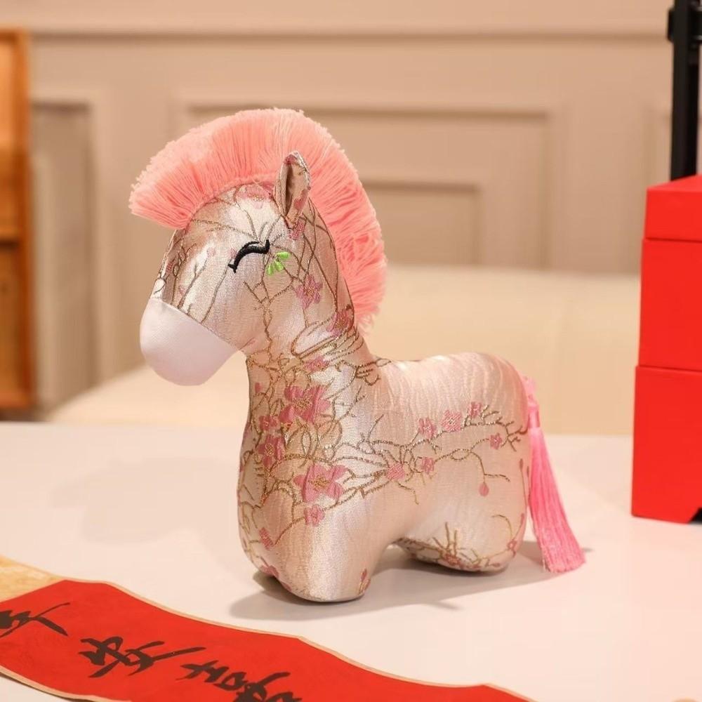 Tassel Tail Horse Plush Doll PP Cotton Filling Pony Decor Cute New Year Mascot Decor  Office Decor