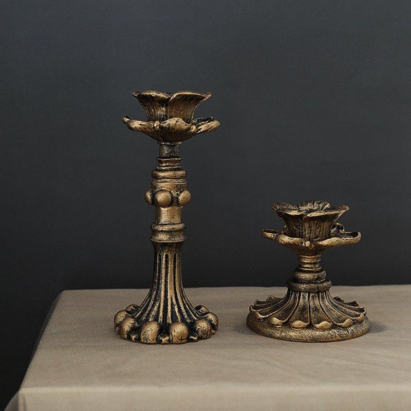 Retro Resin Candle Holder Nostalgic Antique Candlestick Antirust Candle Stick Home Wedding Ornaments Table Center Vintage Decors