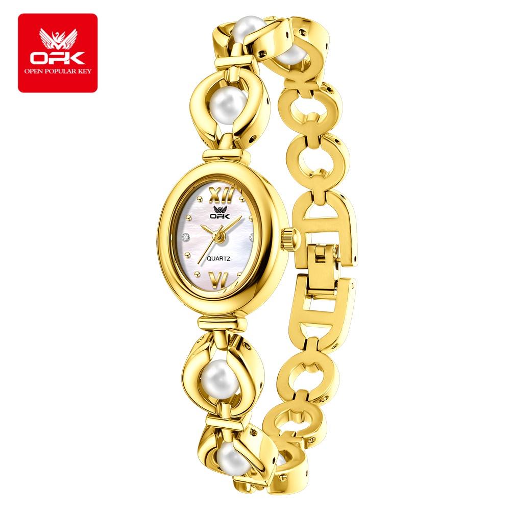 OPK 6076 Brand Women's Quartz Wristwatches Luxury Stainless Steel Classical Bracelet Watches For Women Elegant Ladies Watches