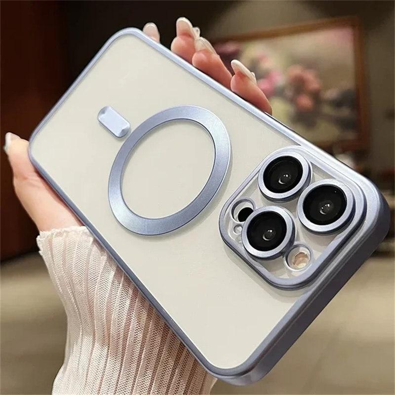 Magnetic Case For iPhone 15 14 13 12 11 Pro Max Plus Fashion Plating Frosted Matte For Magsafe Bumper Cases Cover Funda