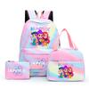 3-teiliges/Set Cartoon K-Pop bedruckter Rucksack mit Federmäppchen und Lunchtasche für Teenager Mädchen Jungen Schulranzen Kindergeschenk Große Kapazität Wasserdicht Reisetasche