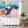 Crayon Shin-Chan & Himawari & Shiro & Leopard & Rooster Jungle Adventure Scene 2D Print Waterproof Shower Curtain, Bright Green