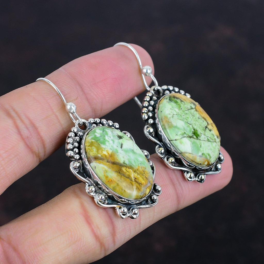 Australian Chrome Chalcedony Earring Gemstone Jewelry 925 Sterling Silver Earrings Handmade Earring For Gifts Wedding Jewelry Dangle Earring