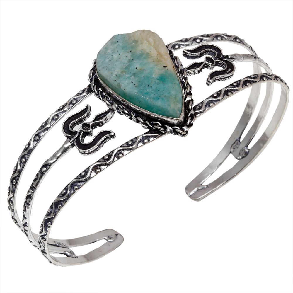 

Amazonite Drusy Gemstone Jewelry Cuff-Bangle 7 Adjustable